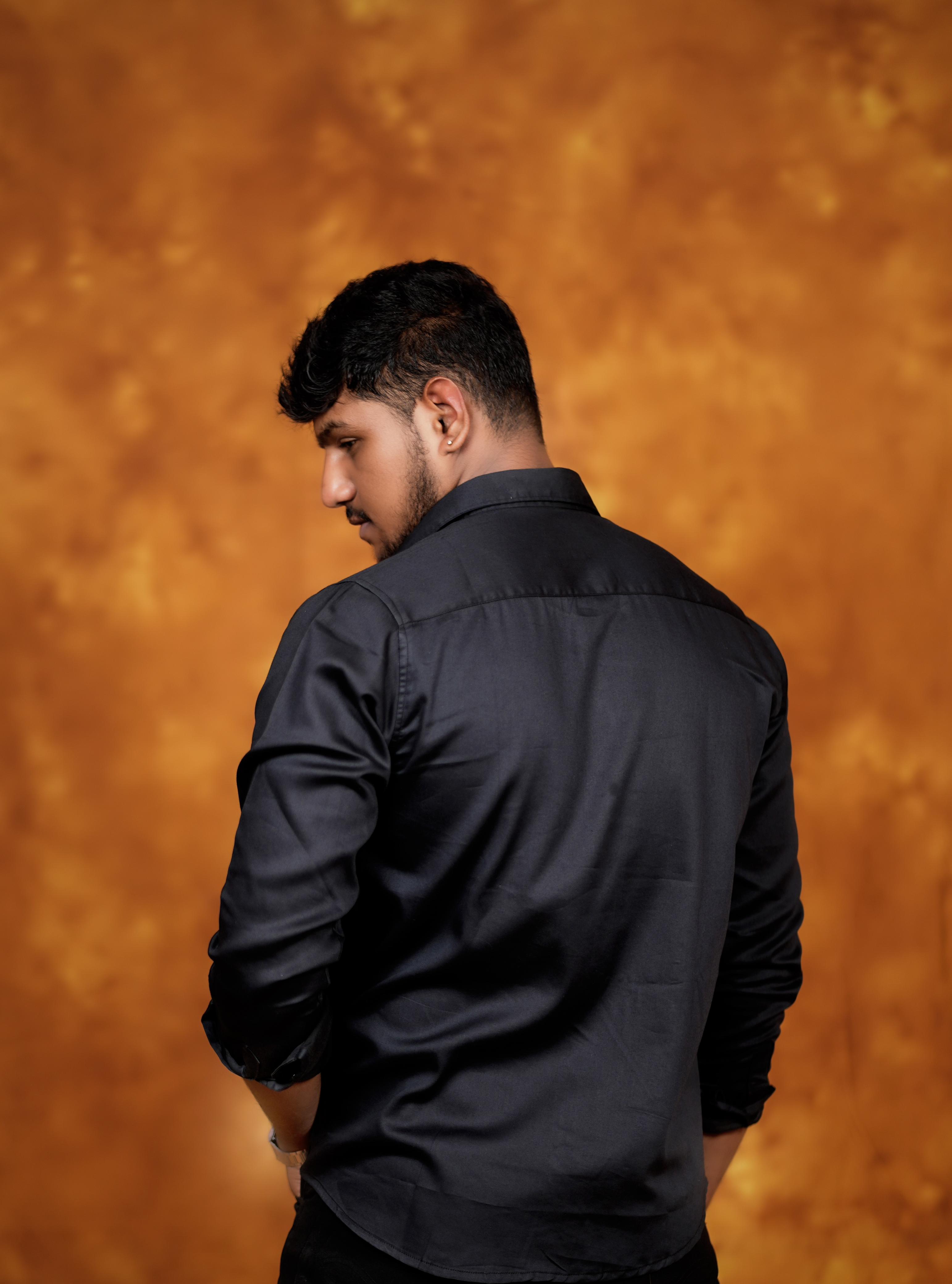 Black Shirt With Lighthouse and Beach Embroidery